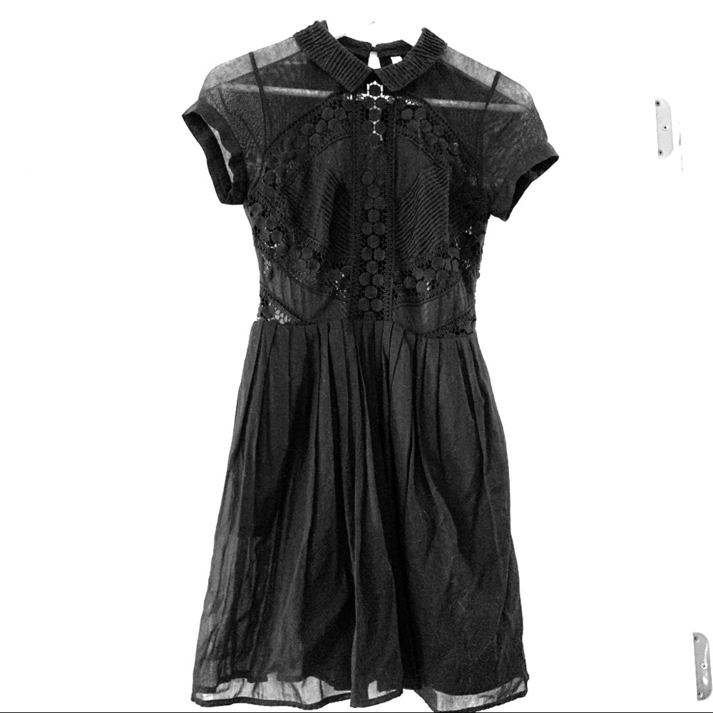 Free People Black Dress with Lace and Net detail